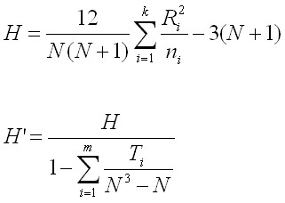 Oneway-K-W H Calc